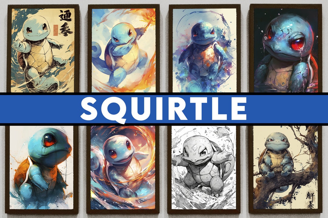 Printable Squirtle Png, Pokemon Digital Print, Anime Wallart, Instant