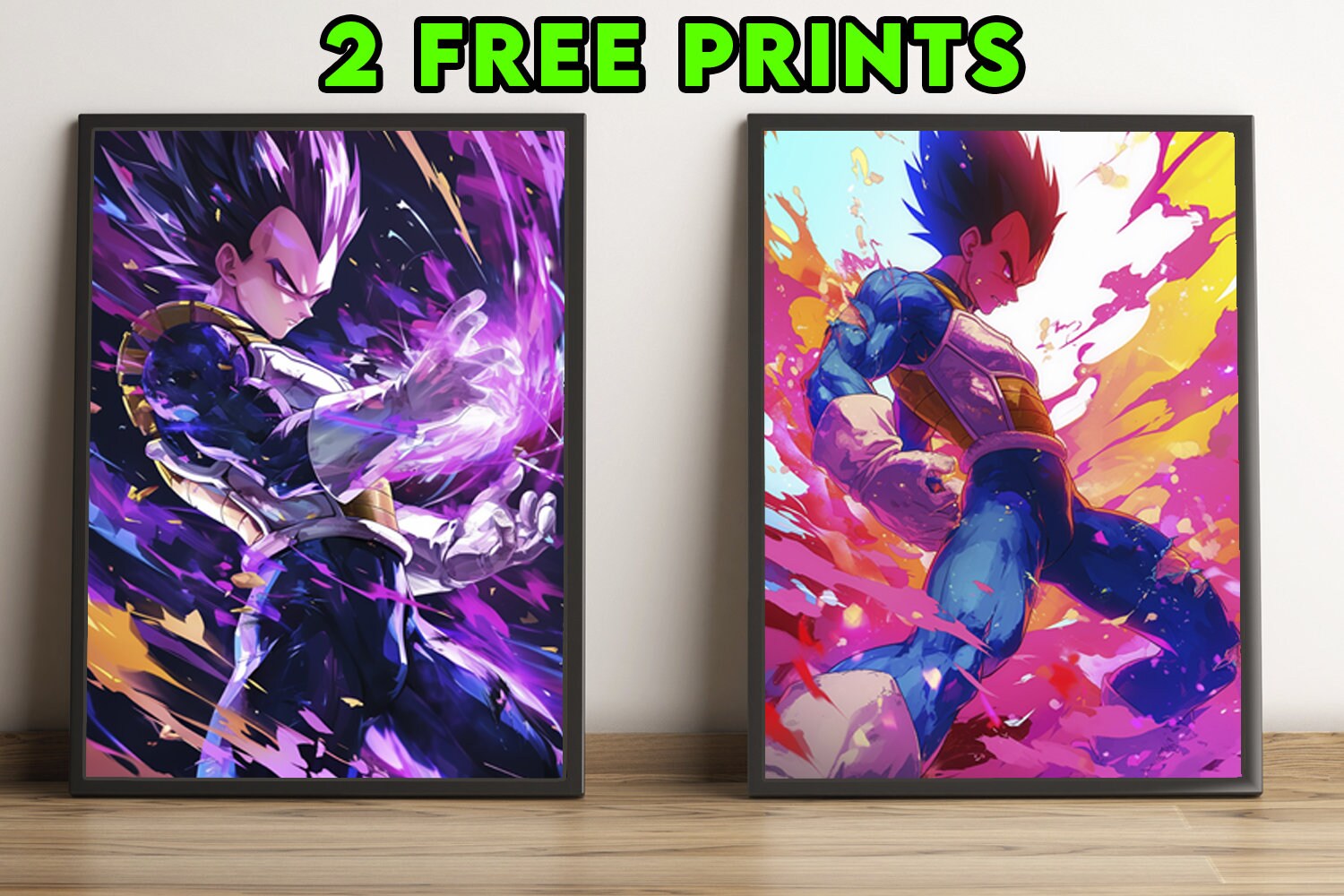 Printable Vegeta Poster, DBZ Anime Poster, Printable Wall Art, Home Decor, Bundle PNG Set of ...