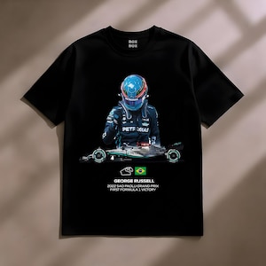 George Russel Formel 1 Übergroßes T-Shirt - Mercedes Aurora Petronas Racing T-Shirt - Premium-Baumwoll-F1-Fanbekleidung für Motorsportliebhaber