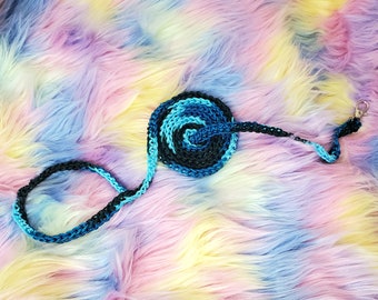Small Pet Leash Blue and Black