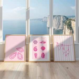Pink Beach Prints Digital Download Wall Art | Set of Three