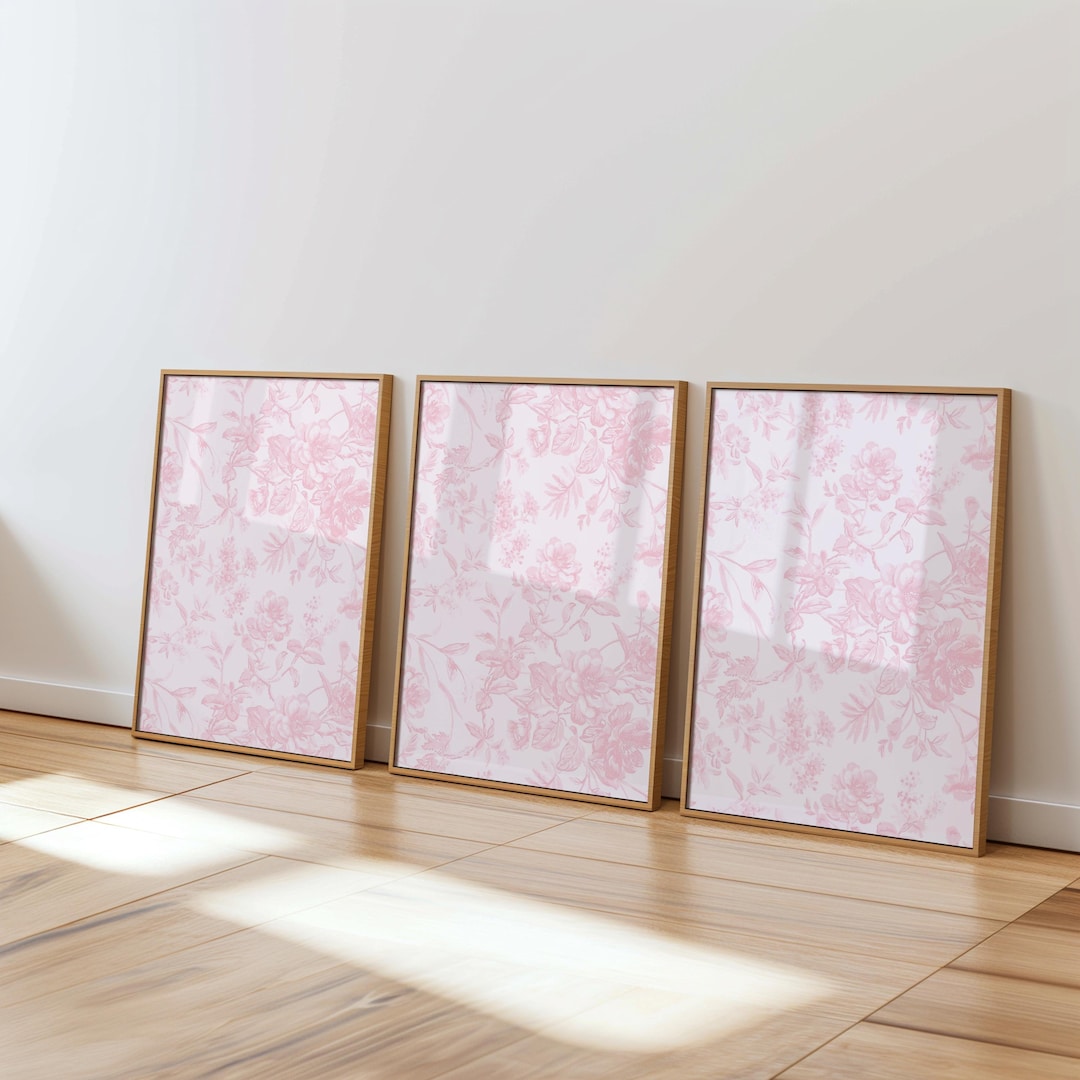 Pink Vintage Floral Print Set | Digital Download Wall Art - Etsy