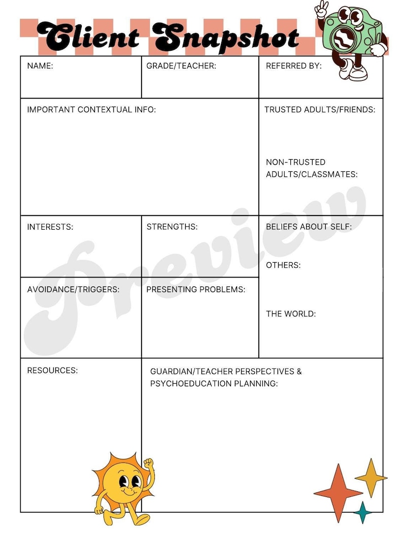 EDITABLE Client/student Play Therapy Conceptualization Planning Sheet ...