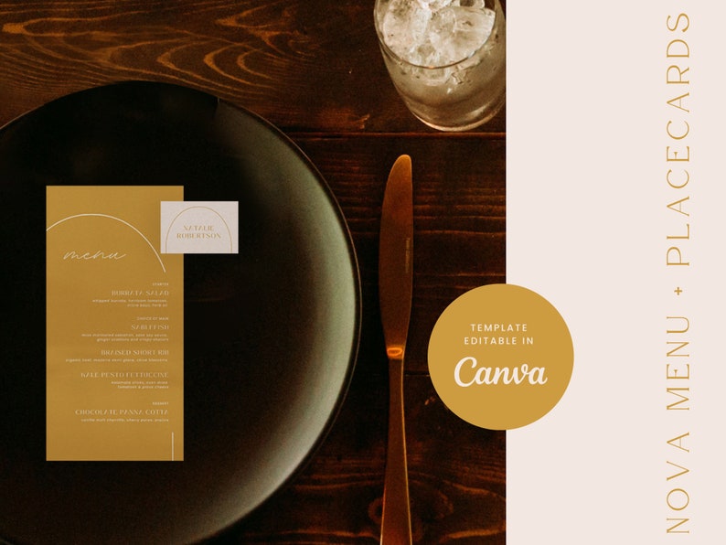 Colorful Bold Arch Wedding Event Menu and Placecards Sign Canva ...