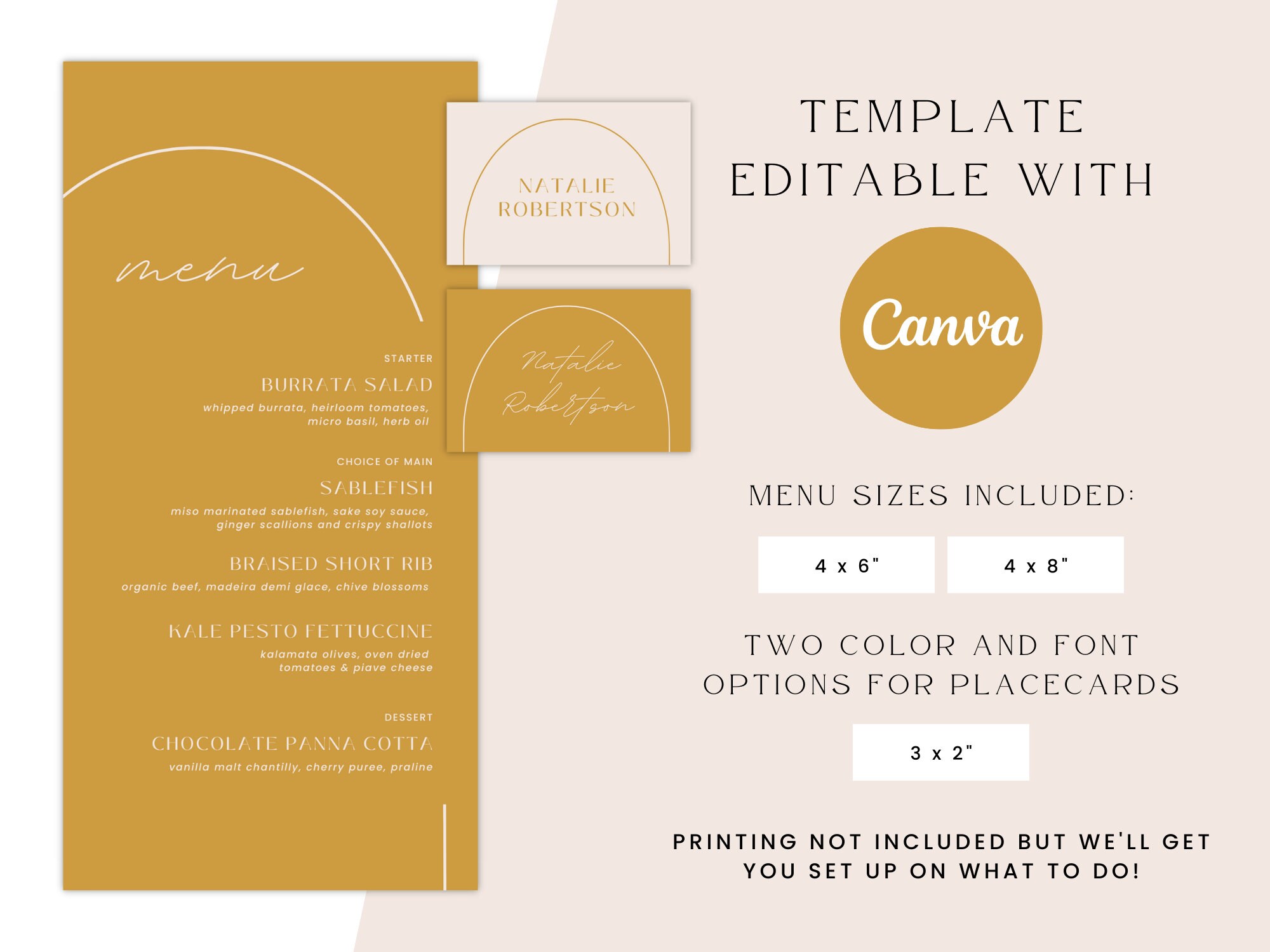 Colorful Bold Arch Wedding Event Menu and Placecards Sign Canva ...