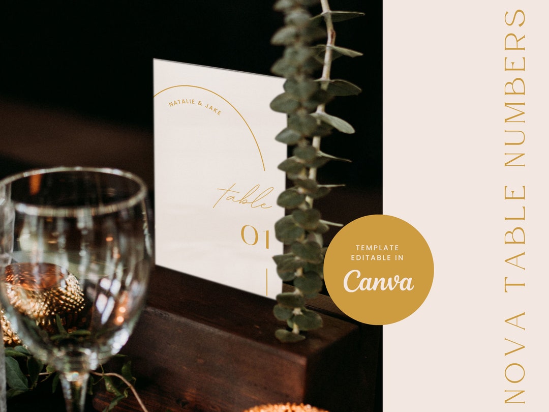 Wedding Event Table Numbers Sign Canva Template Bright Colorful Seating