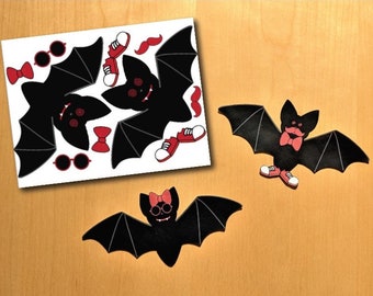 Halloween Activity Bat Decorating or Garland Banner with Attachable Accessories Printable Pattern Template in pdf Halloween Party Activity