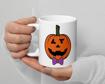 Halloween Pumpkin Coffee Mug Happy Jack His White glossy Halloween mug