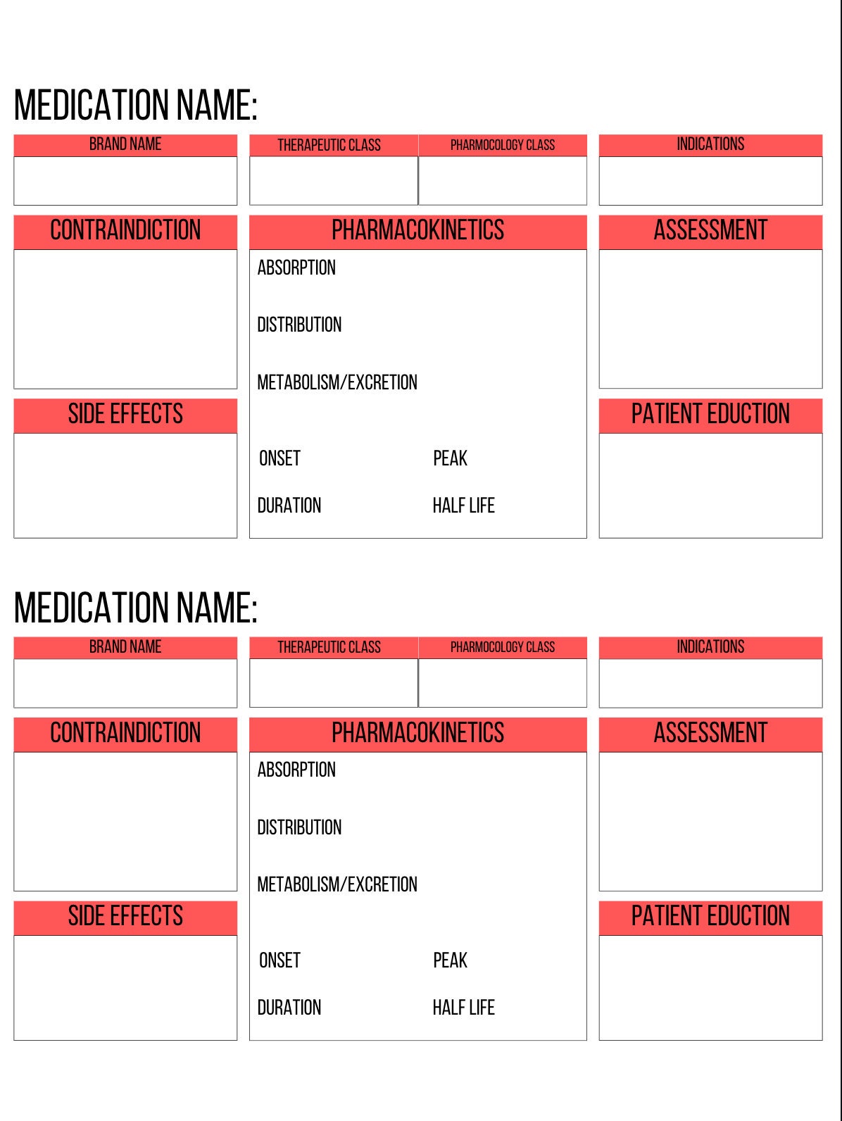 PHARMACOLOGY FLASHCARDS - Etsy