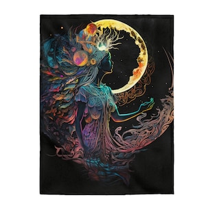 Plush Blanket Moon Goddess Zen EDM Meditation