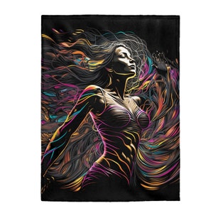 Plush Blanket EDM Festival Woman Velveteen