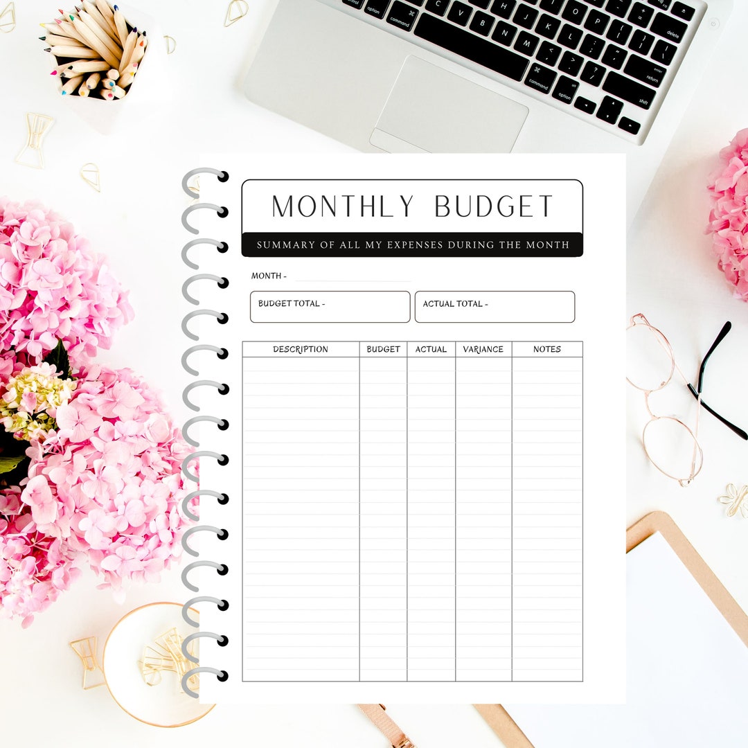 Monthly Budget Planner Insert Printable Minimalist - Etsy
