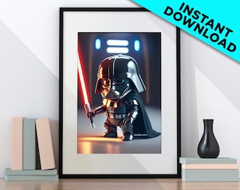 Printable Baby Darth Vader Poster Digital Download, Unique Star Wars Fan Art Print, Darth Vader Wall Art, Star Wars poster