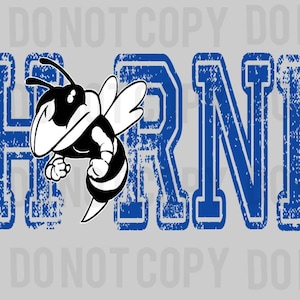 Hornets, Distressed font, School Mascots, Royal blue