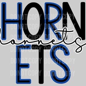 Hornets, Stacked, School Mascots, Royal blue, PNG, Digital Download