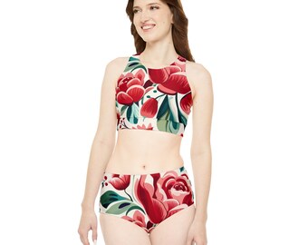 Floral Fusion: Tauchen Sie ein in den Stil mit unserem sportlichen Bikini-Set!