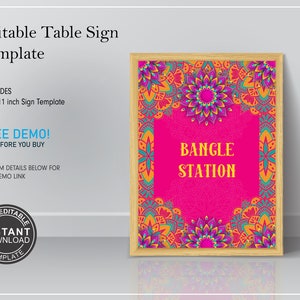 Table sign, bangle bar, Bindi sign, Indian Bangle ceremony ,  Mehndi decoration, Henna station,  Desi wedding & Mehndi, Indian table sign