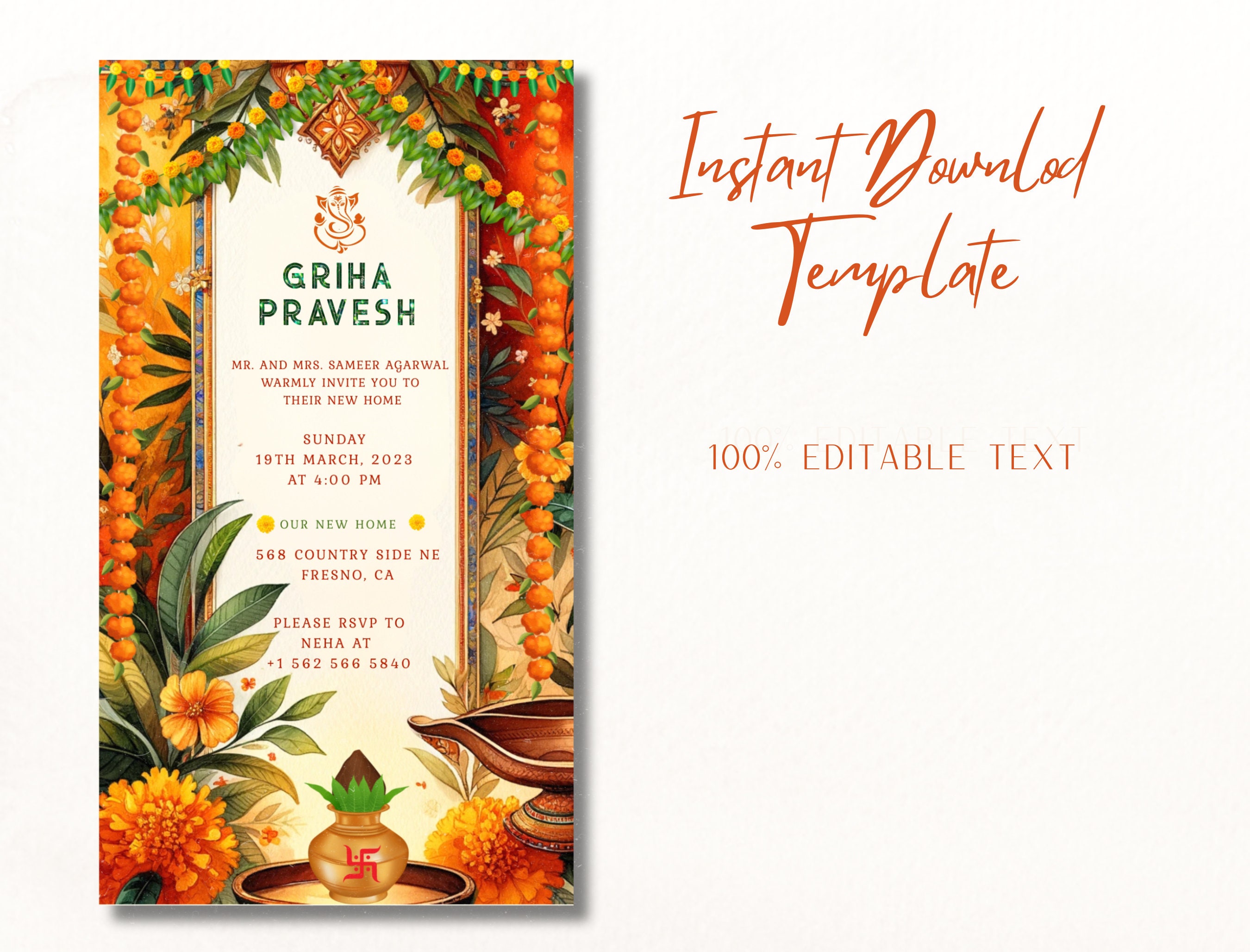 Housewarming Party Invite, Griha Pravesh Invite, Indian Housewarming ...