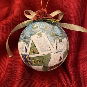 Christmas Village Paper Mache Ornament