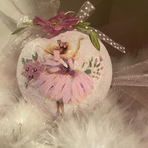 Ballerina With Pink And Magenta Color Decoupage Ornament