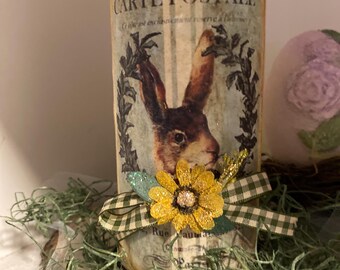 Brown Bunny Flameless Pillar Candle