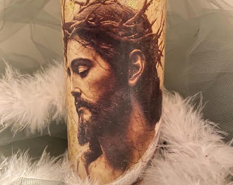 Religious Jesus Flameless Pillar Candle