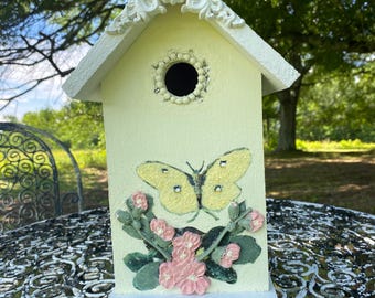 Pale Yellow Luna Moth Birdhouse