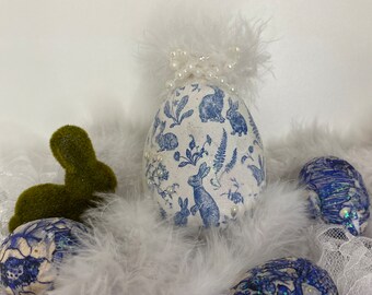 Paper Mache Spring Bunny Decoupage Egg