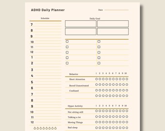 ADHD Daily Planner Insert Digital PDF Download | Undated Planners ...