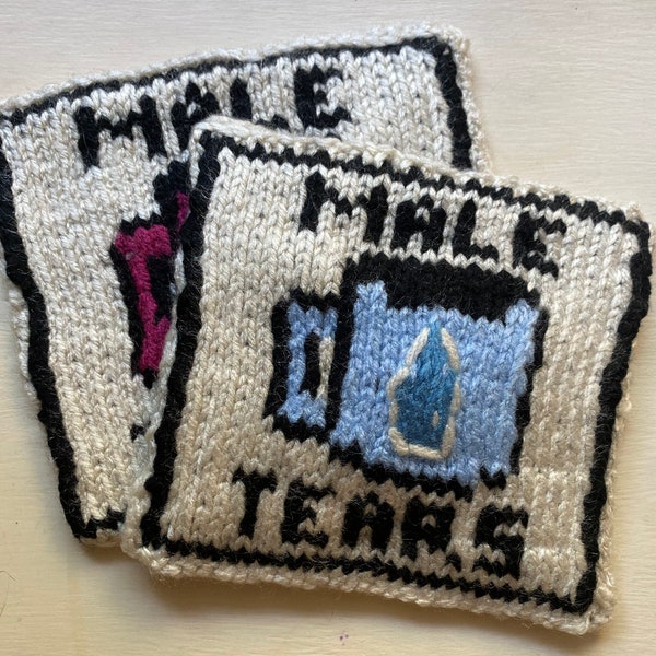 Male Tears Knitted Coaster Etsy
