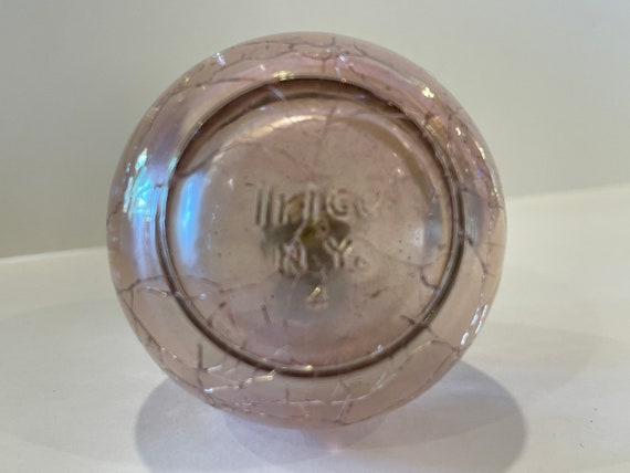 Antique pink crackle glass round perfume bottle - image 2