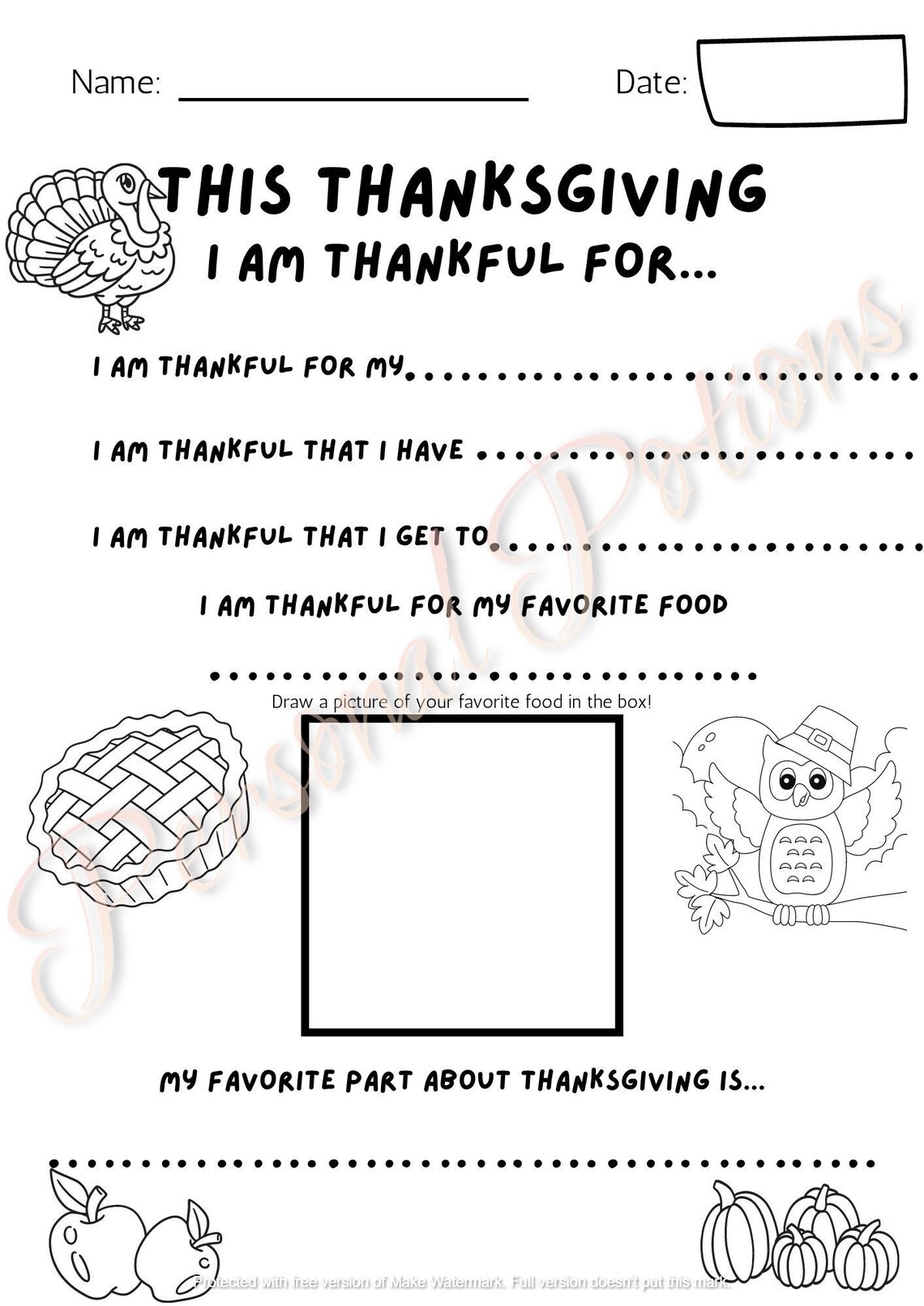 PRINTABLE Thanksgiving Activity Page for Teachers of Young Children - Etsy