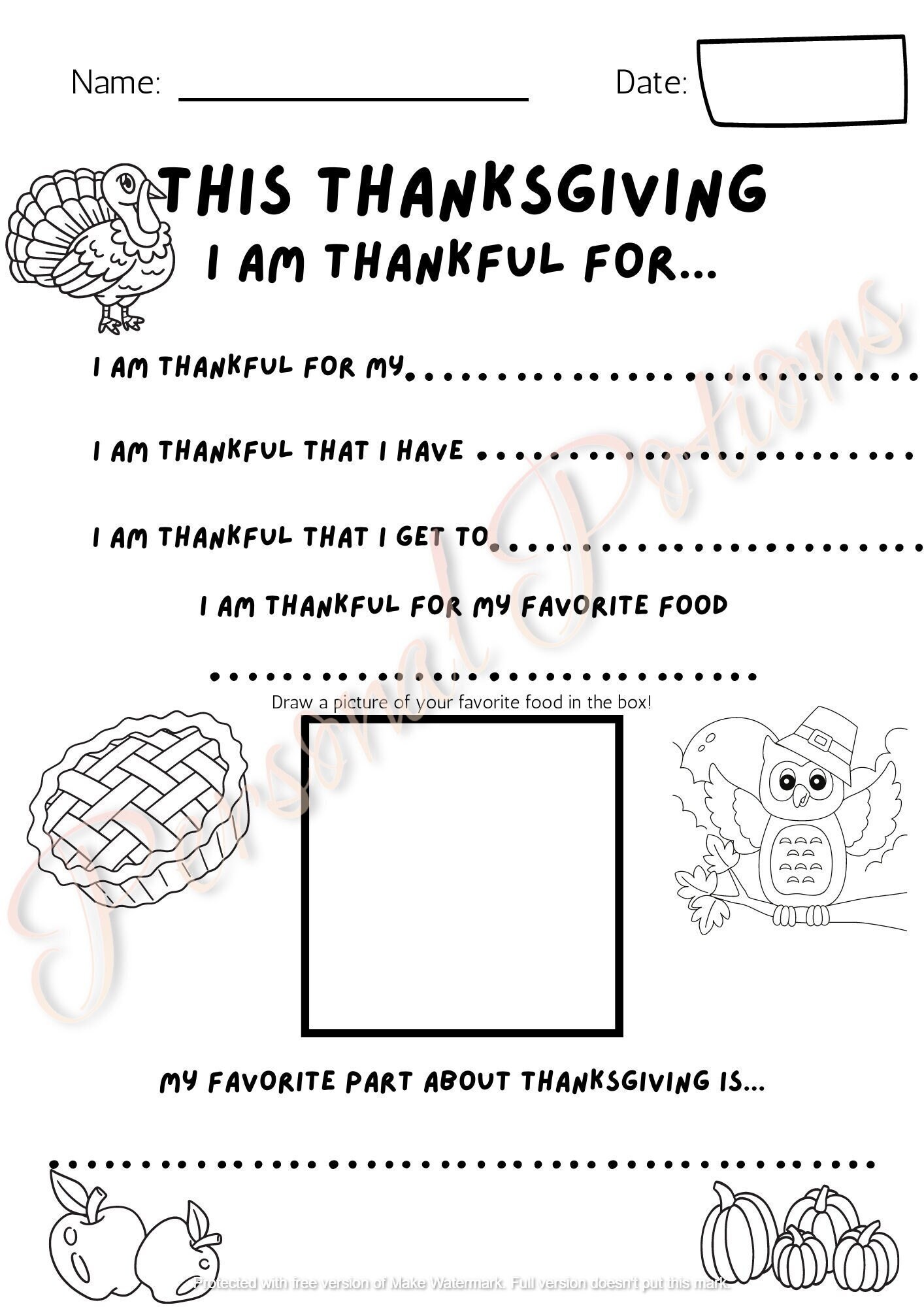 PRINTABLE Thanksgiving Activity Page for Teachers of Young Children - Etsy