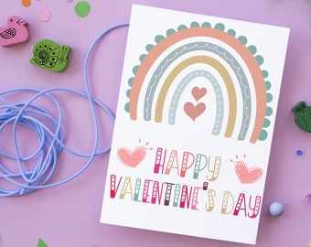 Printable Valentine's Cards / Rainbow Printable Valentine's Cards / Kid's Valentine Cards /  Valentines Rainbow  / INSTANT DOWNLOAD