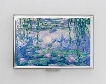 Wallet Lillies Cigarette Case OR Card Holder - Claude Monet, Impressionist Artwork, Stocking Stuffer, Christmas Gift, Bridesmaid Gifts
