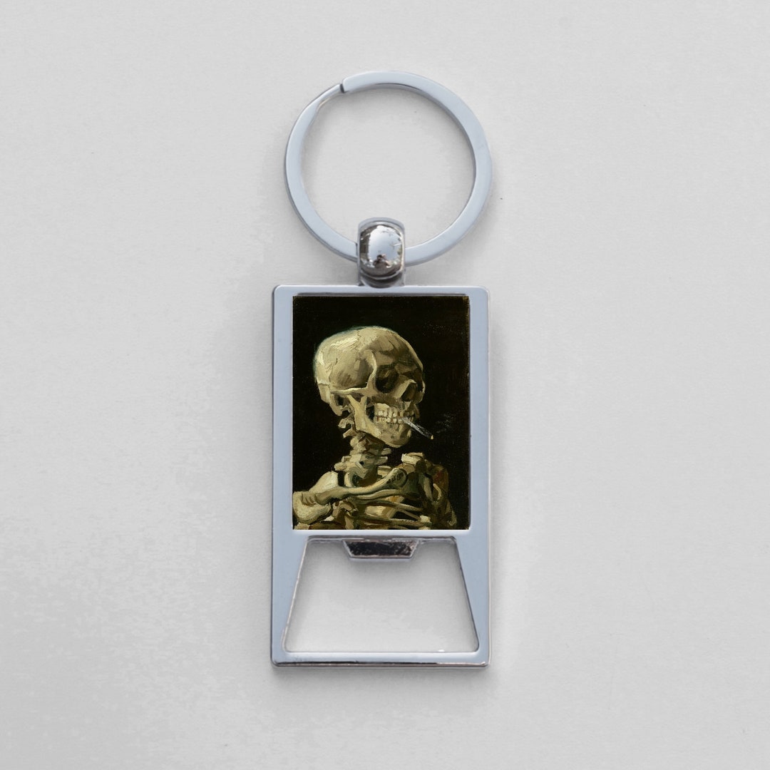 Skeleton Smoking Burning Cigarette Keychain Bottle Opener - Van Gogh ...