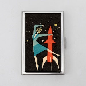 Vintage Streichholzschachtel Kunst Zigarettenetui ODER Kartenhalter - Vintage Kunstwerk, Streichholzschachtel, Retro Kunstwerk, Party Abstrakte Kunst, Visitenkarte, Ausweishalter
