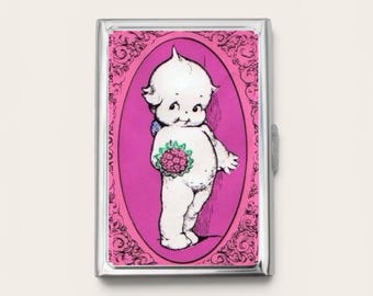 Estuche para cigarrillos o tarjetero Kewpie - Animales bebés, regalos para bebés, baby shower, estuche para cigarrillos, tarjetero, tarjetero, regalo para mayores de 21 años