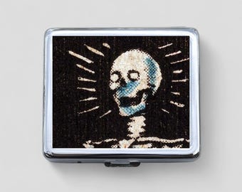 Pastillero de 8 días con esqueleto: regalo de cumpleaños, retro, estuche de viaje, pastillero, estuche portátil, estuche para bolso, estilo punk.