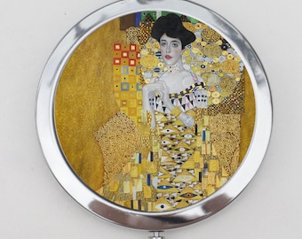 Adele Bloch-Bauer Compact Mirror OR Pill Case - Gustav Klimt, Art Print, Small Mirror, Double Mirror, Pocket Mirror, Pill Case, Pill Holder