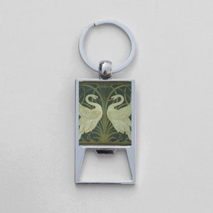 Art Nouveau KeyChain Bottle Opener - Swans, William Morris, Valentine&#39;s Gift, Party Favor, Gifts for Friends, Bottle Opener, Birthday Gift
