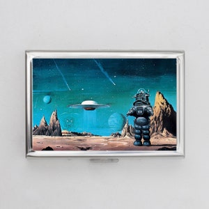 Weltraum Zigarettenetui ODER Kartenhalter - Außerirdischer, Astronaut, Alien Raumschiff, Außerirdisches Kunstwerk, Ufos, Zigarettenetui, Visitenkarte