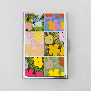 Warhol Flowers Zigarettenetui ODER Kartenhalter - Andy Warhol, Pop Art, moderne Kunst, einzigartige Blumendrucke, Hülle, Visitenkarte, Ausweishalter
