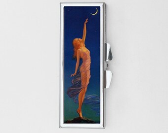 Reaching for the Moon Rectangle Pill Box -  Floral Art Gift, Gifts, Trinket Box, Pill Case, Pill Holder, Small Box, Gifts Under 15,