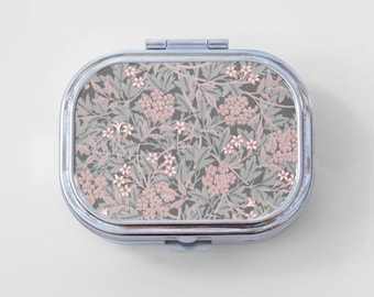 Floral Happy Rectangle Pill Box - Flower Case, Flower Pill Box, Jewelry Case, Travel Size, Pill Case, Pill Container, Cute Pill Organizer