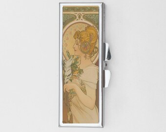 Mucha Rectangle Pill Box -  Floral Art Gift, Gifts, Trinket Box, Pill Case, Pill Holder, Travel Size, Small Box, Gifts Under 15, Bridesmaids