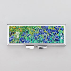 Irises Van Gogh Pill Box - Cafe Terrace, Starry Night, Botanical, Horticulture, Floral Box, Trinket Box, Pill Case, Pill Holder, Travel