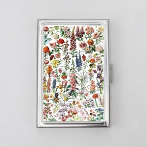 Sigarettenkoker OF kaarthouder met diverse bloemen - bloemenkaart, vintage kaart, narcissen, rozen, madeliefjes, irissen, lelies, bloemenkunst, voor haar