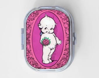 Porta-comprimidos retangular Kewpie Happy - Maionese, Cupido, Boneca de Papel, Estojo para Joias, Tamanho Viagem, Porta-comprimidos, Organizador de Comprimidos Fofo