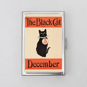 Black Cat sigarettenkoker OF kaarthouder - Black Cat Matchbox, December, Black Cat, Pech, klein cadeau, reisportemonnee, metalen portemonnee